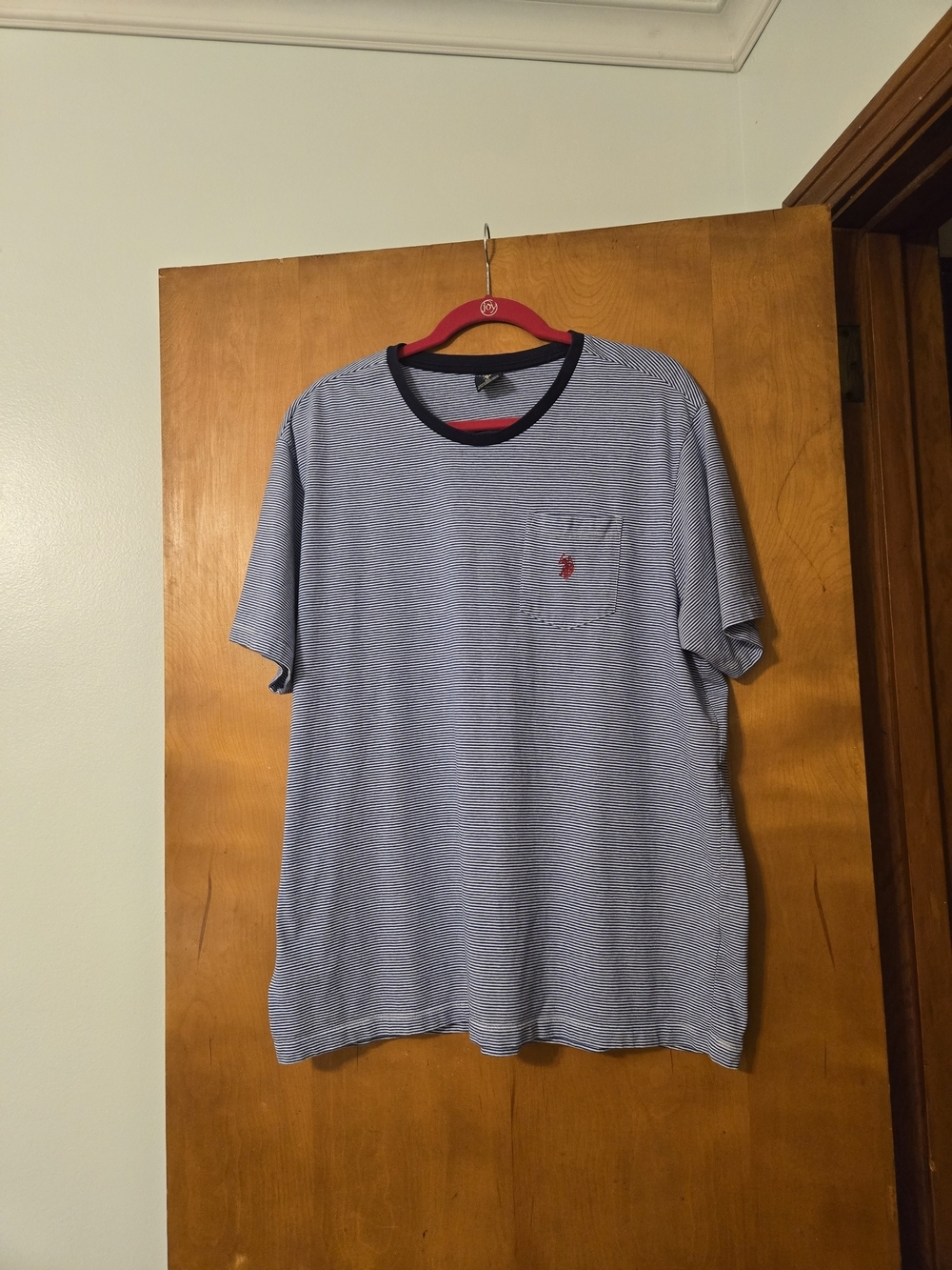 US Polo Assn Blue & White Striped Short Sleeve Tee Shirt Size XL